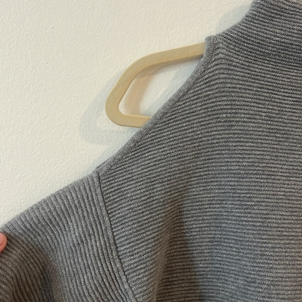 Grey, Ribbed, Cold Shoulder Sweater - Picture 3 of 4